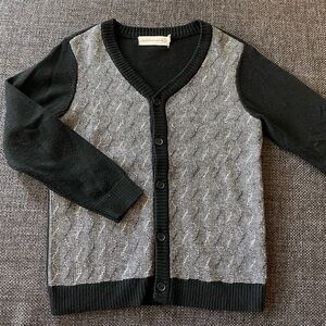 EUC Boys' Black & White Knit Cardigan Sweater, Size 6 deux par deux, Button Up